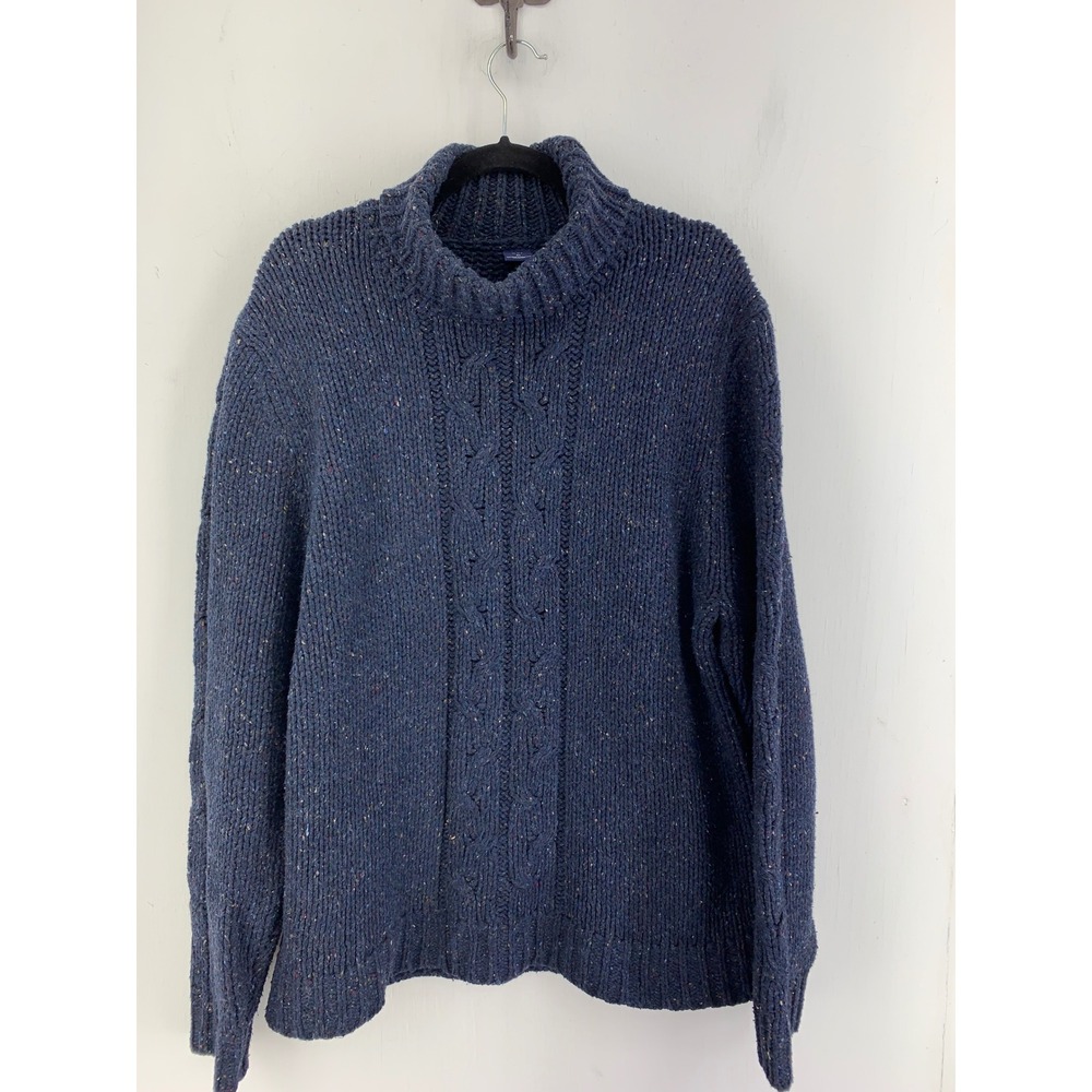 Gap Mens XL Fisherman Donegal Fleck Cable Knit Chunky Wool Blend Sweater Classic